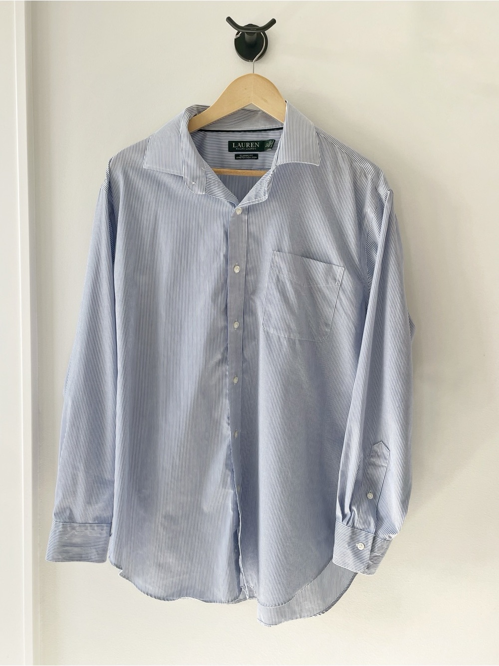 Lauren Ralph Lauren Men’s Button‑Up Shirt Blue Stripe Size 17.5 34/35